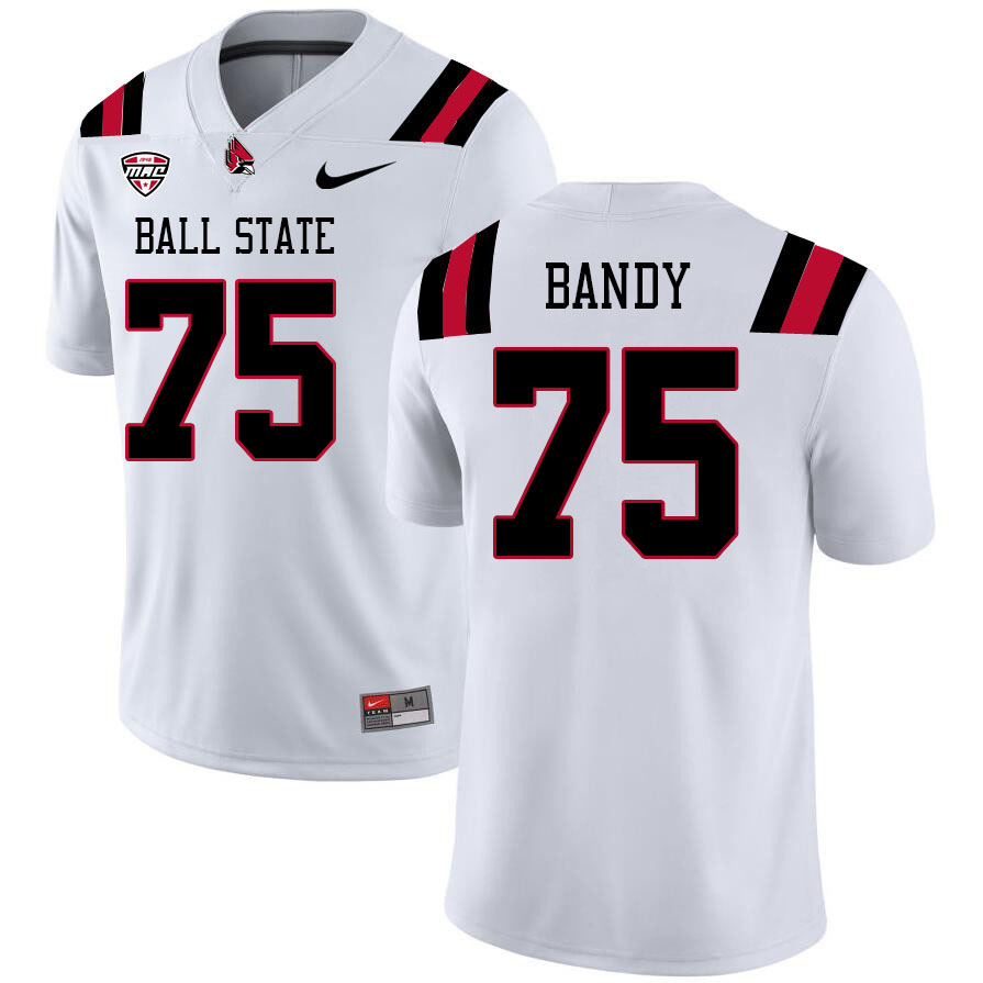 Ball State Cardinals #75 Zach Bandy College Football Jerseys Stitched-White